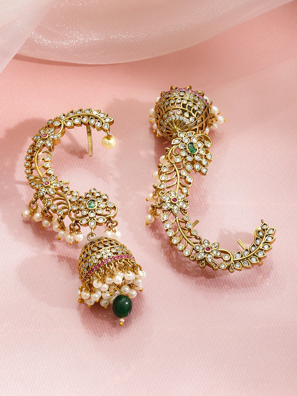 Green-Pink & White Hues Ear cuff Jhumka