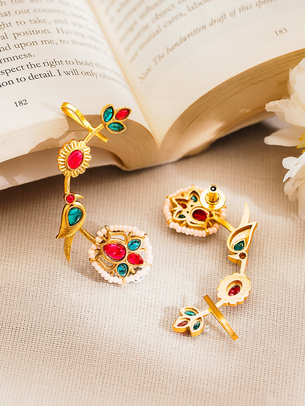 Festive Charm Lotus Kundan Pearl Ear Cuffs