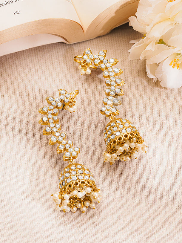 Regal Kundan Pearl Ear Cuff Jhumka