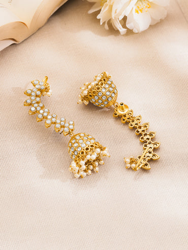 Regal Kundan Pearl Ear Cuff Jhumka