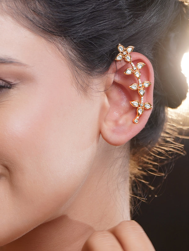 Golden Bloom Kundan Vine Ear Cuffs