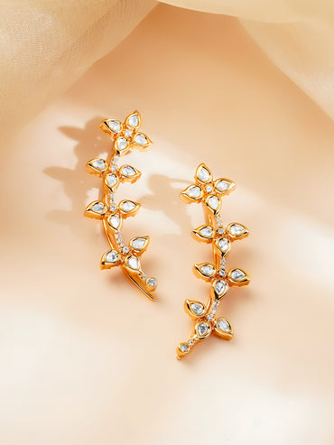Golden Bloom Kundan Vine Ear Cuffs