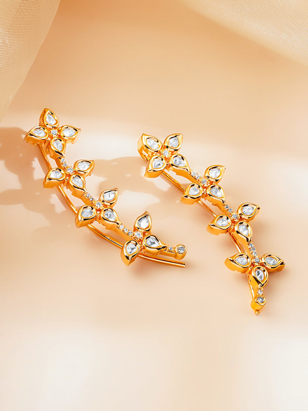 Golden Bloom Kundan Vine Ear Cuffs