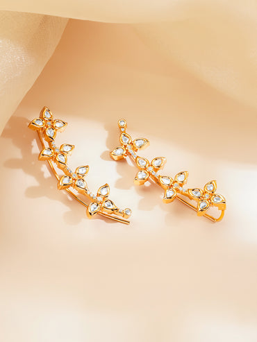 Golden Bloom Kundan Vine Ear Cuffs