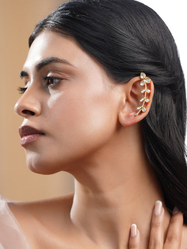 Golden Bloom Kundan Vine Ear Cuffs