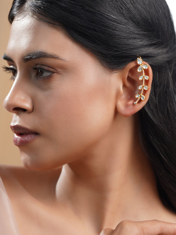 Golden Bloom Kundan Vine Ear Cuffs