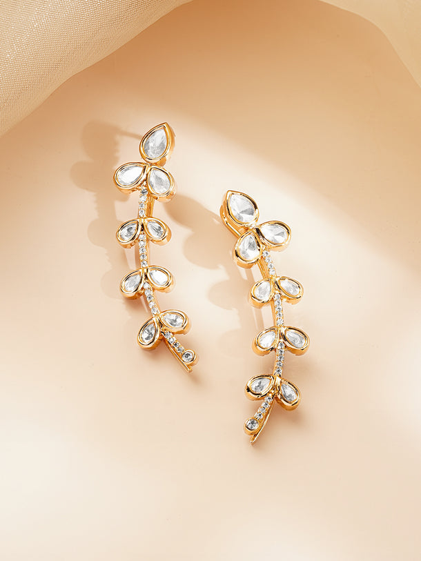 Golden Bloom Kundan Vine Ear Cuffs