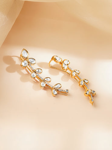 Golden Bloom Kundan Vine Ear Cuffs