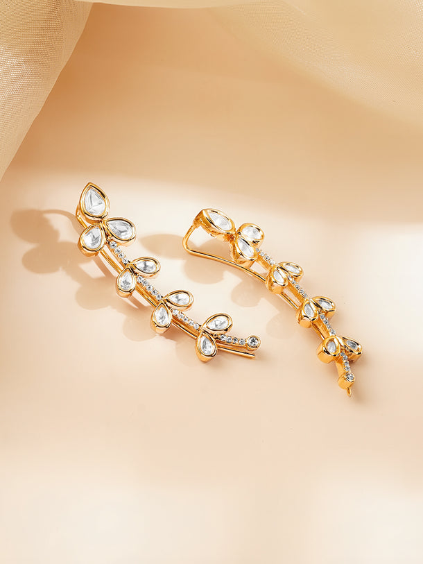 Golden Bloom Kundan Vine Ear Cuffs