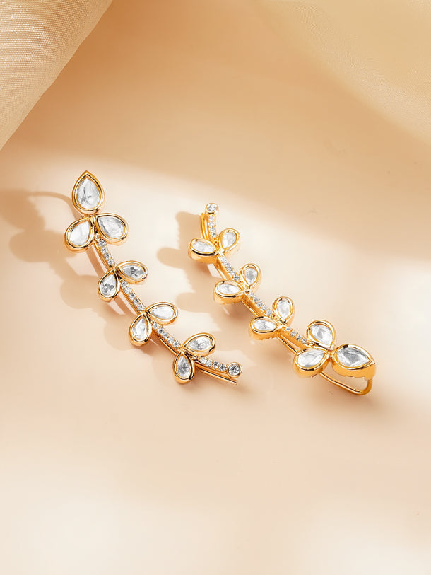 Golden Bloom Kundan Vine Ear Cuffs