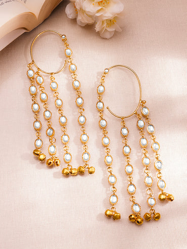 Festive Gold Kundan Layer Dangler Earrings
