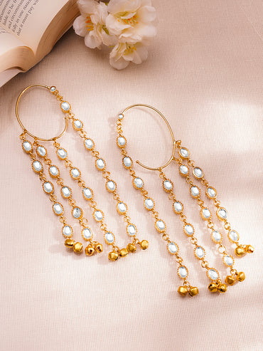 Festive Gold Kundan Layer Dangler Earrings