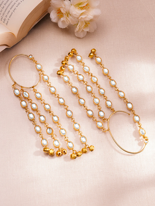 Festive Gold Kundan Layer Dangler Earrings