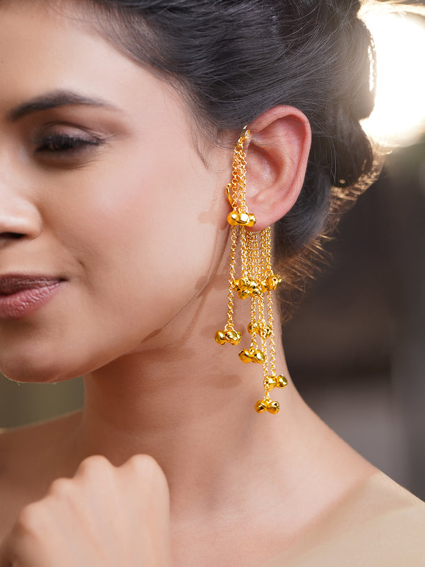 Statement Gold Ghungroo Chain Ear Cuff