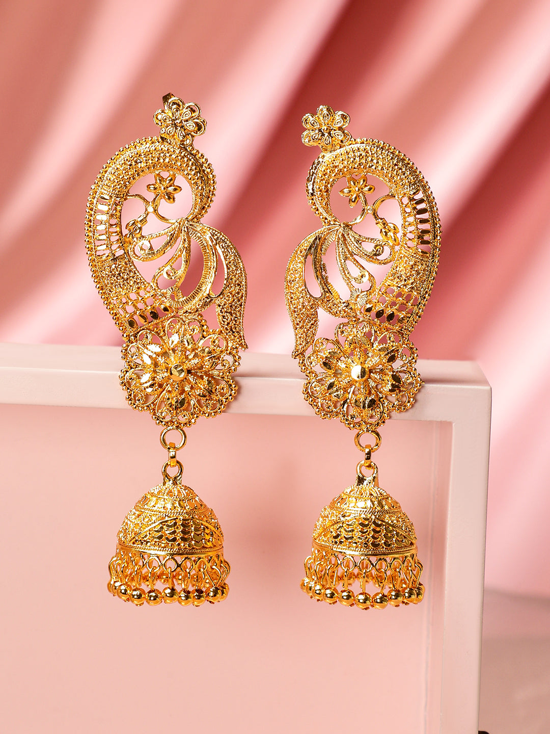 Heritage Peacock Jhumka Earrings