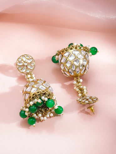 Emerald Whispers Kundan Jhumka