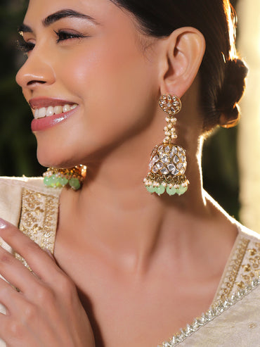 Soft Green Kundan Jhumka