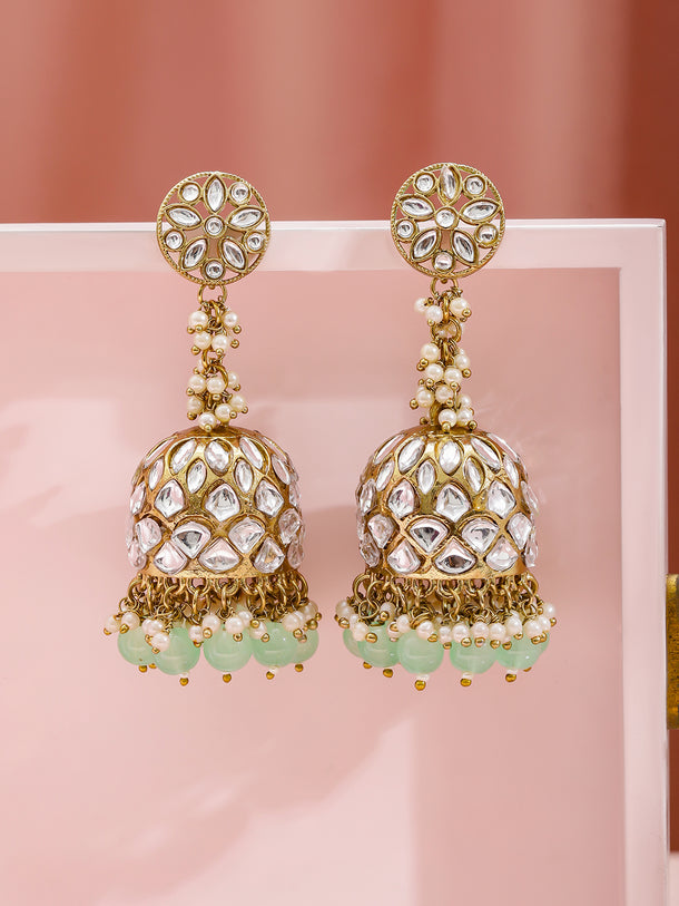 Soft Green Kundan Jhumka