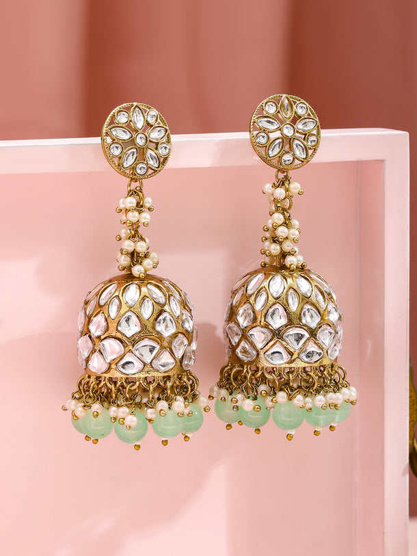Soft Green Kundan Jhumka