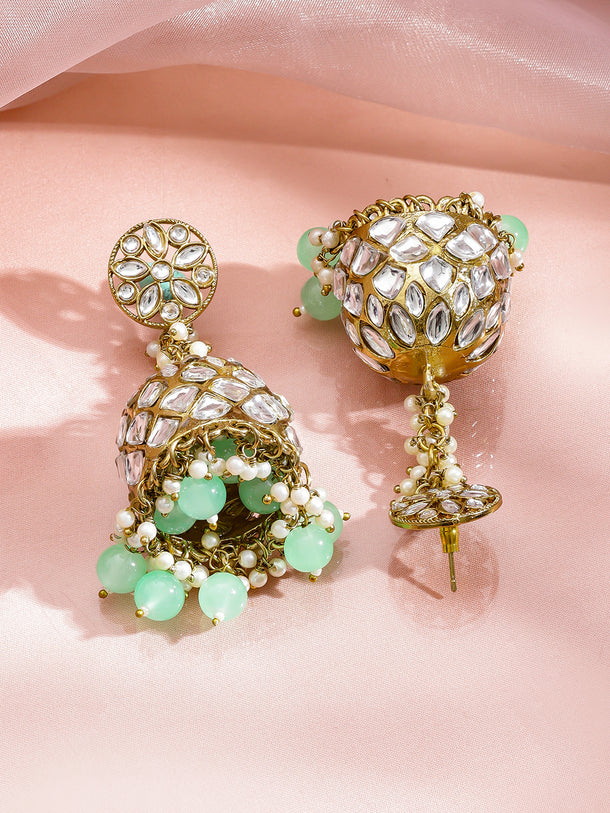 Soft Green Kundan Jhumka