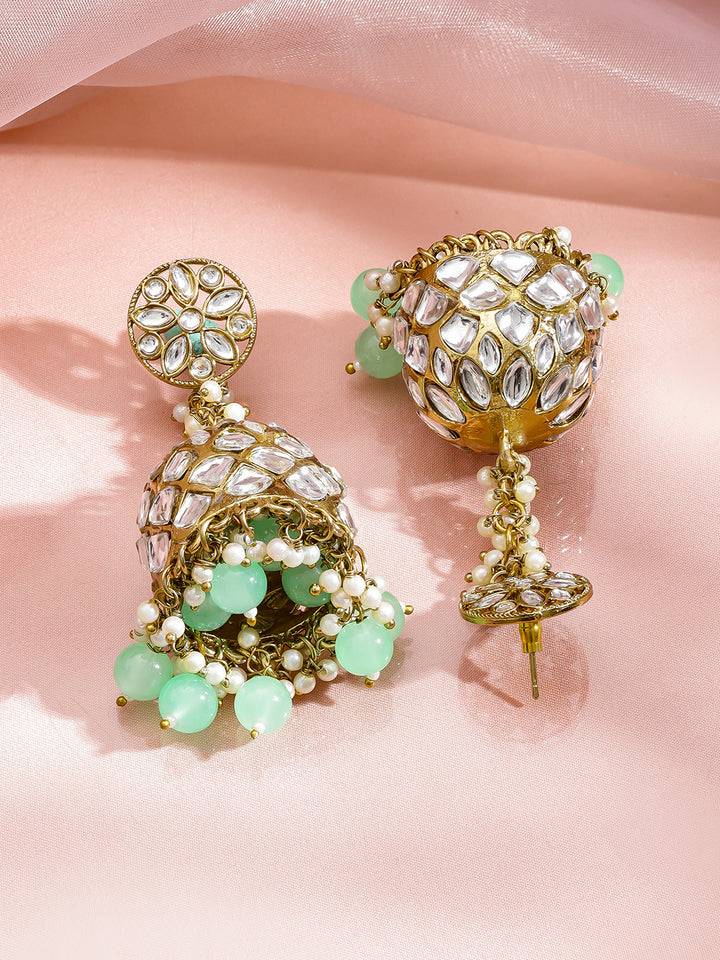 Soft Green Kundan Jhumka