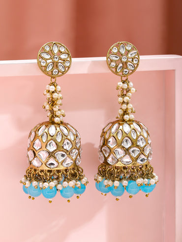 Blue Drops Kundan Jhumka