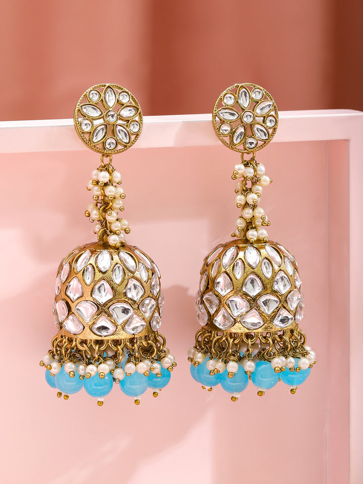 Blue Drops Kundan Jhumka