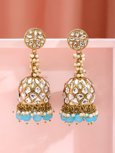 Blue Drops Kundan Jhumka