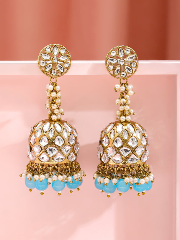 Blue Drops Kundan Jhumka