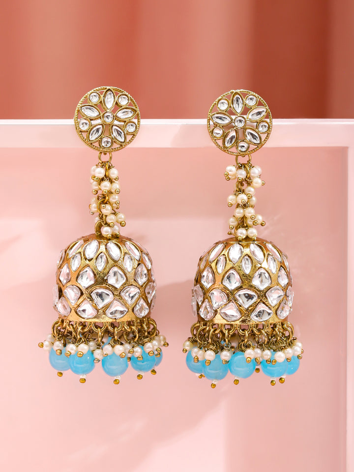 Blue Drops Kundan Jhumka