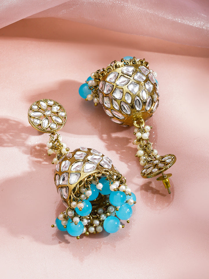 Blue Drops Kundan Jhumka