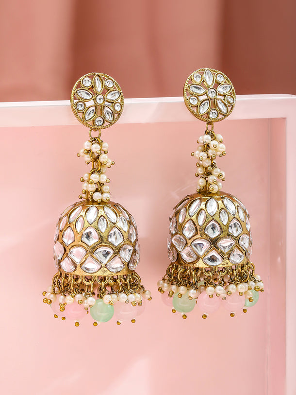 Pastel Glow Kundan Jhumka