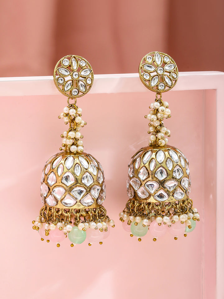 Pastel Glow Kundan Jhumka