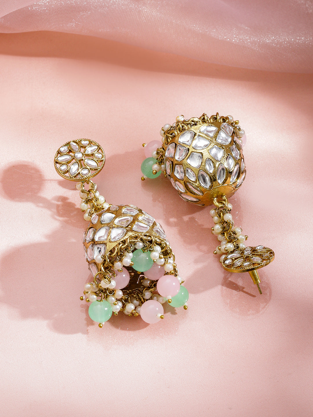 Pastel Glow Kundan Jhumka