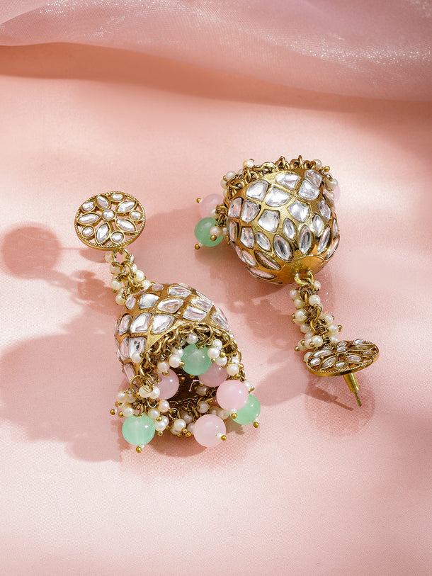 Pastel Glow Kundan Jhumka