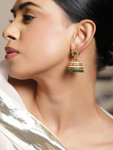 Floral Opulence Green Jhumka