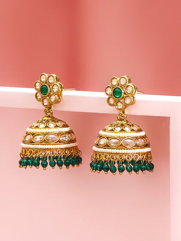 Floral Opulence Green Jhumka