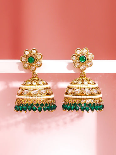 Floral Opulence Green Jhumka
