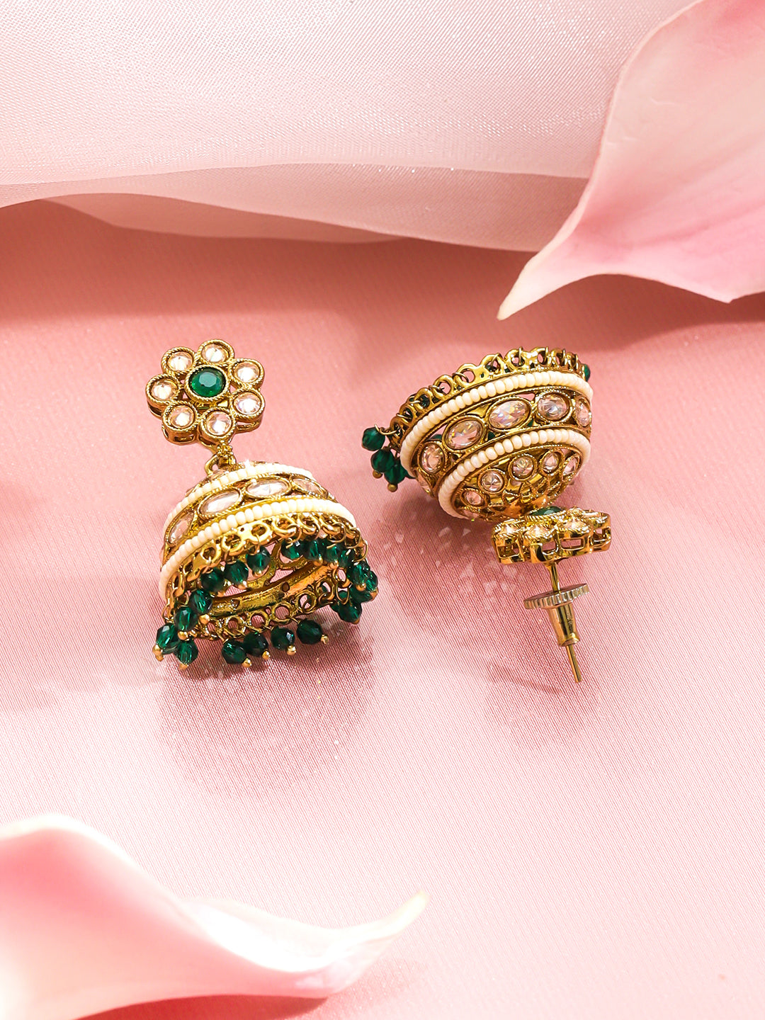 Floral Opulence Green Jhumka