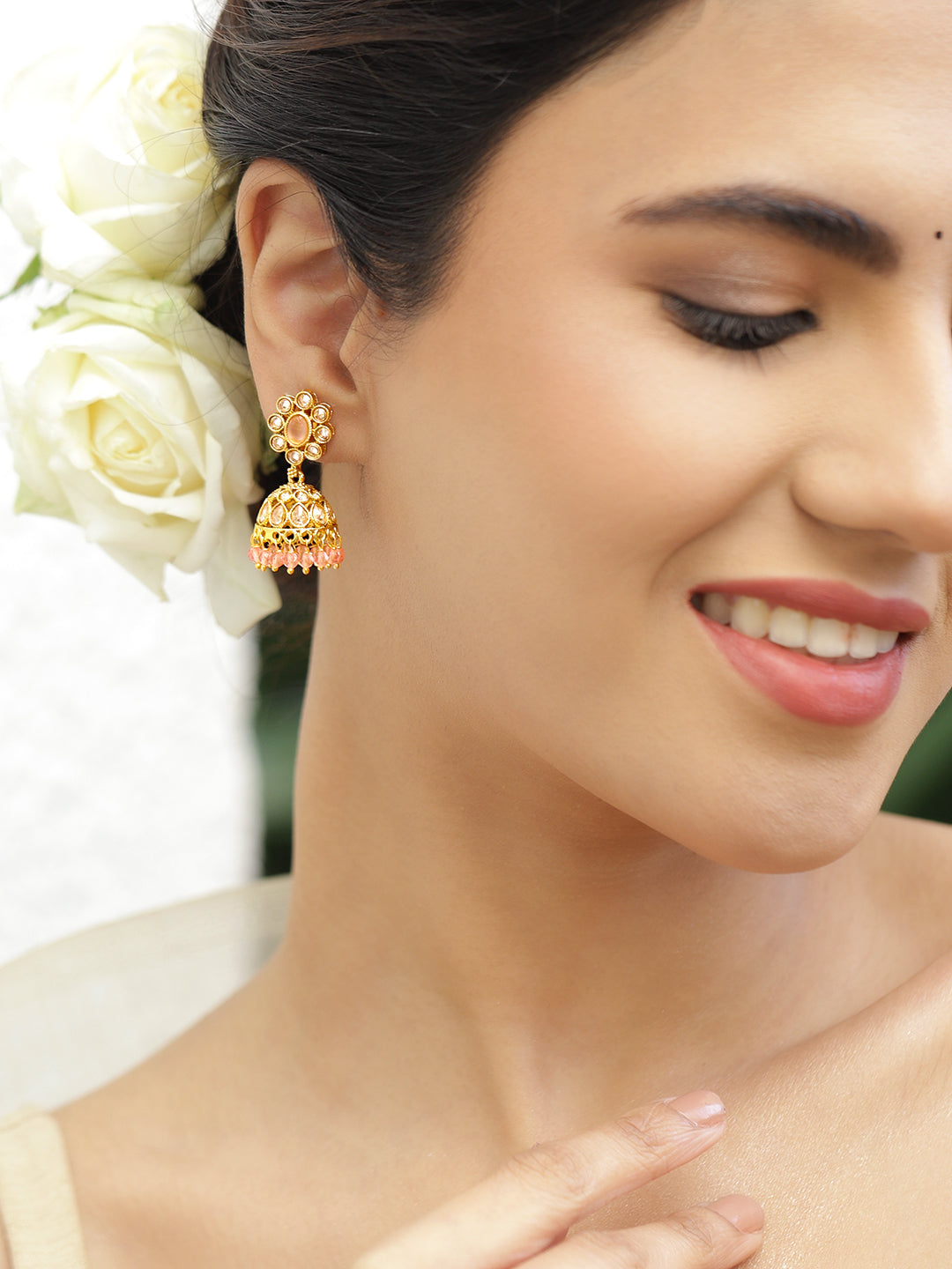 Minimal Pastel Pink Jhumka