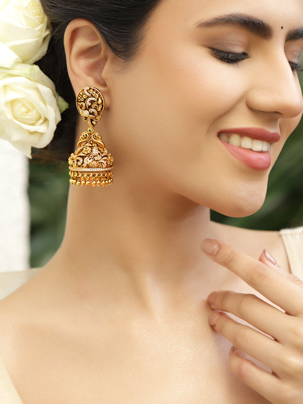 Wing shaped Pearl & Crystal Drop Earrings