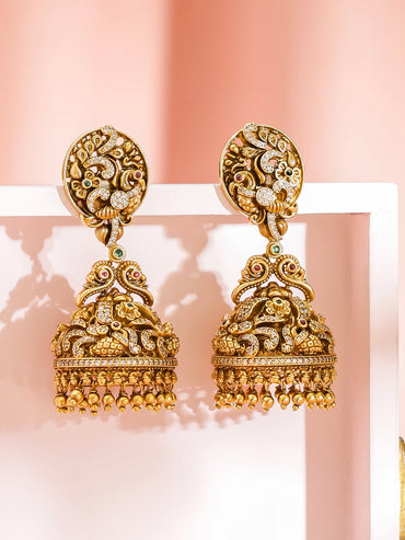 Wing shaped Pearl & Crystal Drop Earrings