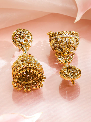 Wing shaped Pearl & Crystal Drop Earrings