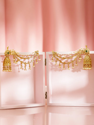 Pearl Drop Layered Golden Jhumkas