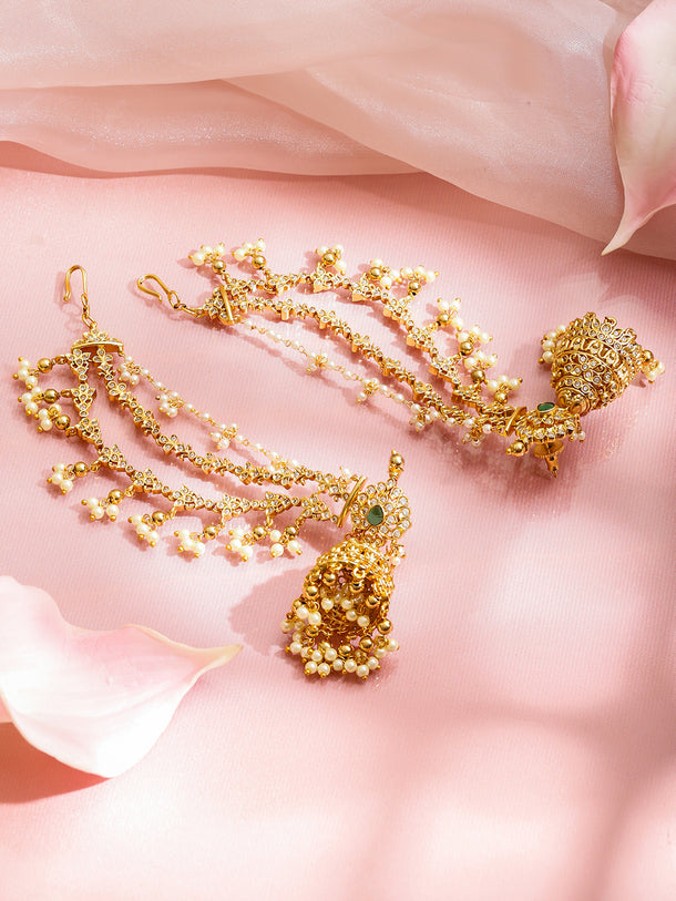 Pearl Drop Layered Golden Jhumkas