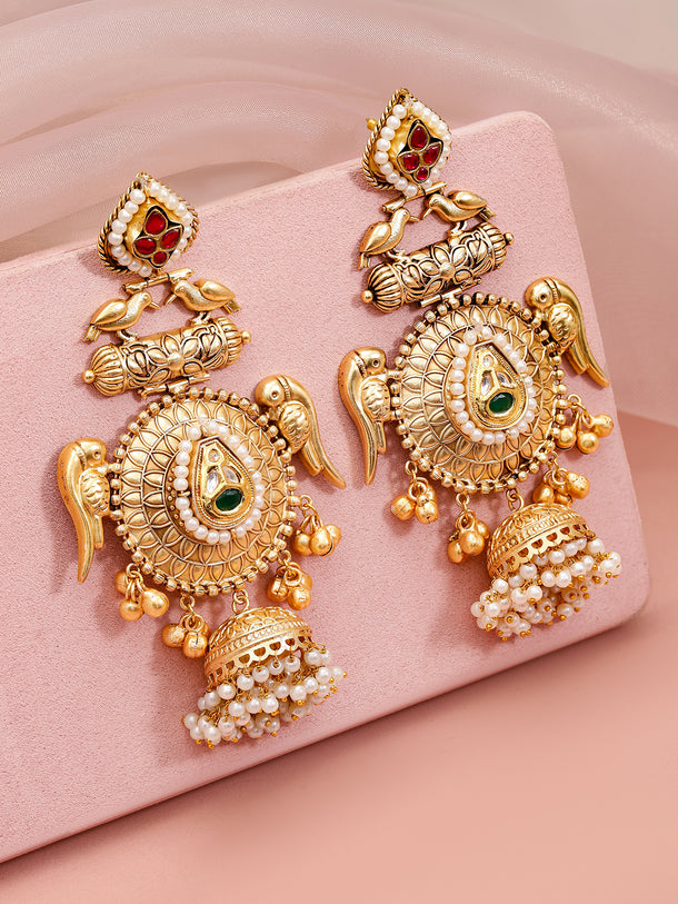 Golden Wings Jhumka Earrings