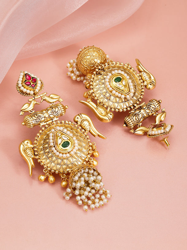 Golden Wings Jhumka Earrings