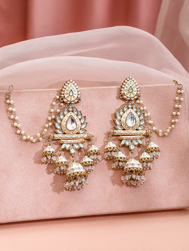 Luxe Radiance Kundan Jhumka with Kaan Chain