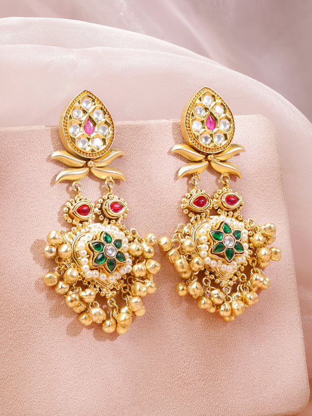 Royal Charm Multicolour Floral Ghungroo Dangler