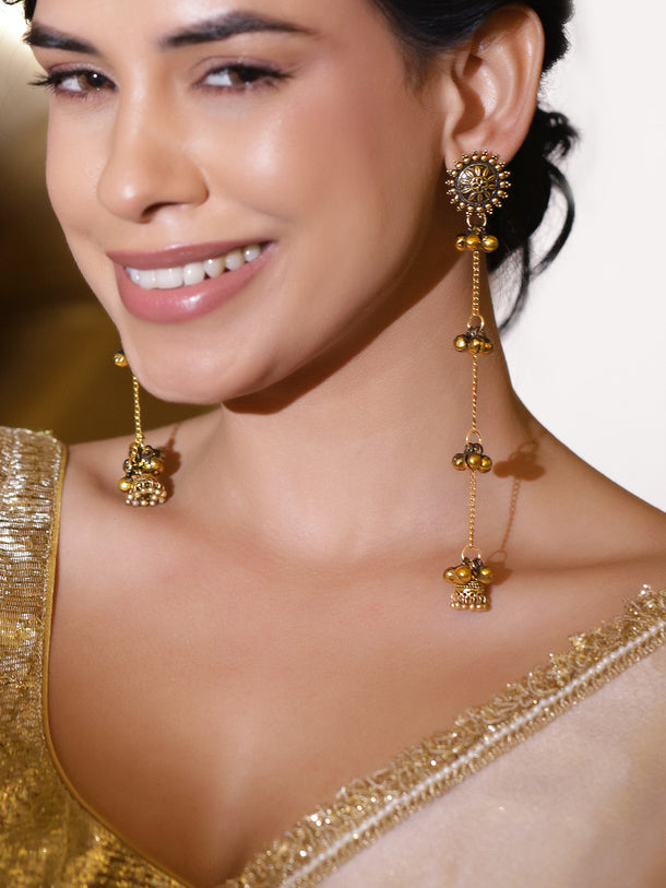 Trendy Floral Design Ghungroo Jhumka